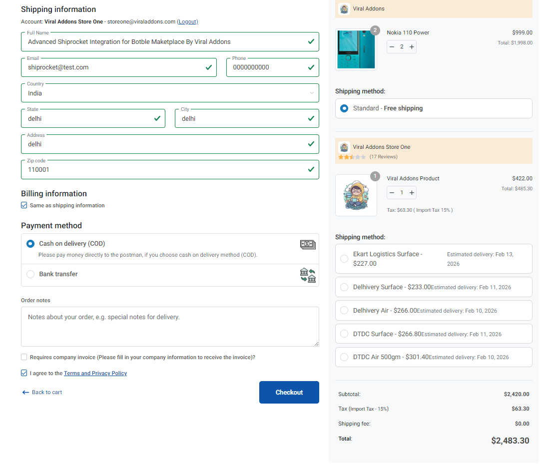 Advanced Shiprocket Integration for Botble Marketplace