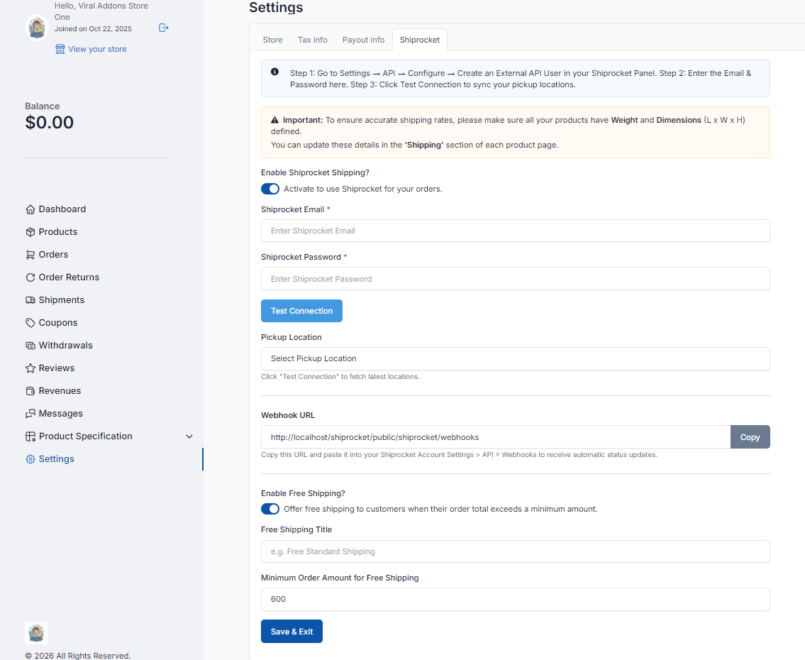 Advanced Shiprocket Integration for Botble Marketplace
