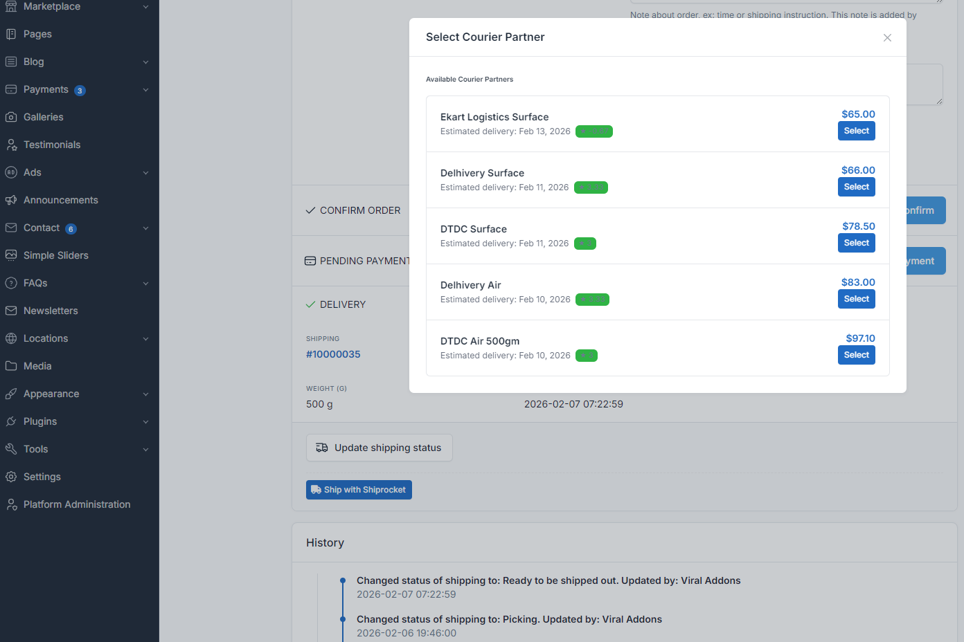 Advanced Shiprocket Integration for Botble Marketplace